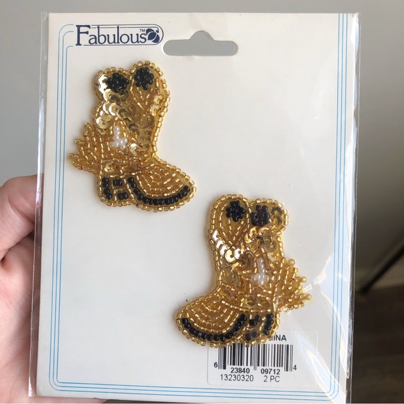 Vinatge Cowboy Boot Beaded Patches - Picture 2 of 3